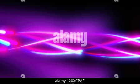 Unfocussed glowing wavy lines and bokeh lights. Computer generated 3d render Stock Photo