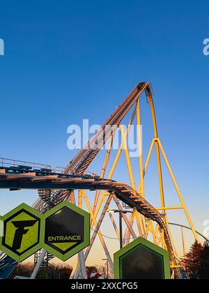 Charlotte, North Carolina - December 28 2023: Typical day at Carowinds amusement park located in Charlotte in North Carolina. Stock Photo