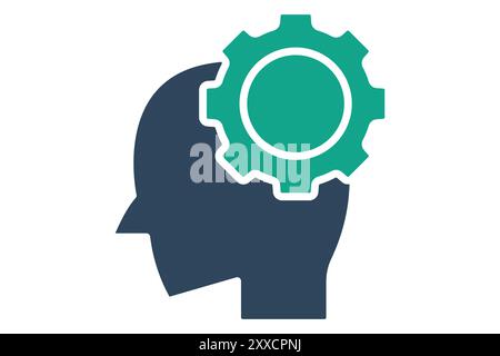 Capability icon. solid icon style. head with gear. icon related to efficiency. productivity elements vector illustration Stock Vector