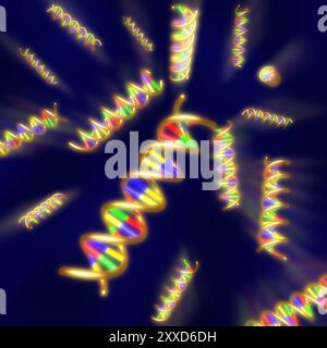 DNA molecules isolated on blue background Stock Photo