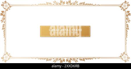 Vintage ornamental decorative frames golden colors isolated white backgrounds for design of retro frames, borders, labels, certificate of completion Stock Vector