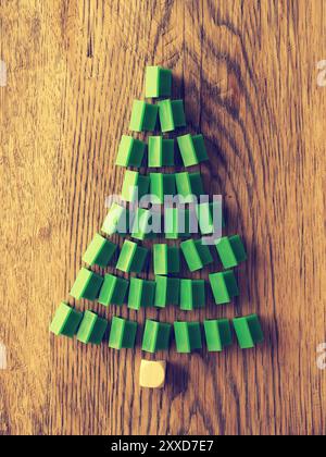 Christmas background on a rustic wooden table Stock Photo