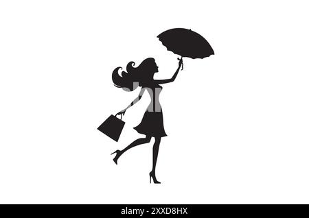 woman holding paper shopping bags vector Stock Vector