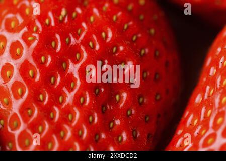 Close-up detail of a fresh red strawberry with leaves Stock Photo - Alamy