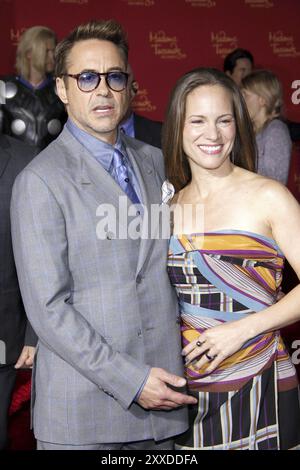 Robert Downey Jr and Susan Downey at the World premiere of Marvel's 'Avengers: Age Of Ultron' held at the Dolby Theatre in Hollywood, USA on April 13 Stock Photo