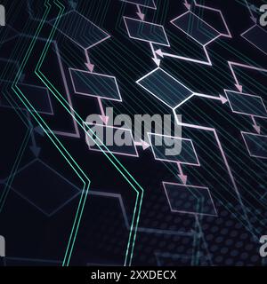 Abstract flowchart diagram. Computer program algorithm. Information technology conceptual background in b Stock Photo