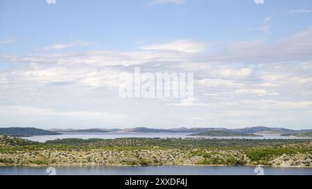 Krka National Park View at adriatic sea from Sibenik town. Panorama Stock Photo