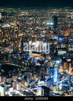 Osaka skyline from observation deck of Osaka's Abeno Harukas, the ...