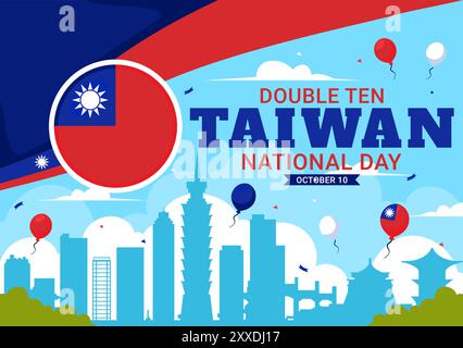 Happy Double Ten National Day Vector Illustration on October 10 with ...