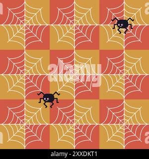 Halloween Webs and Spiders Pattern Stock Vector