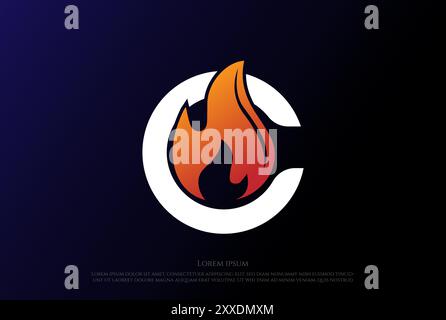 Initial Letter C for Candle Flame Fire Logo Design Vector Stock Vector