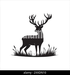 Sketch of a deer, in hunting style. Vector illustration design. Vintage engraving of isolated deer. Stock Vector