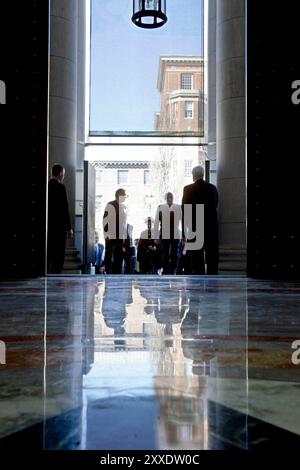 The Regents of Norway, King Harald and Queen Sonja, arrives at Carnegie Institute in Washington to open the seminar 'Transatlantic efforts for Peace and Security'. Stock Photo