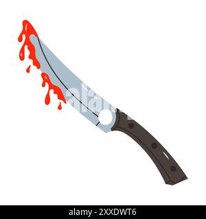 Bloody hunting knife in flat style Stock Vector