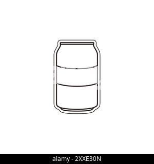 Soda bottle in linear style vector. Tin can outline. Drink in a jar vector simple icon. Tin can sticker. Vector illustration. Stock Vector