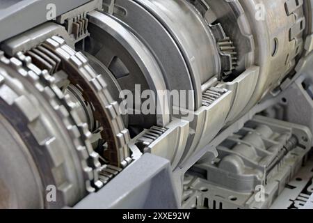 Automatic transmission gear box, internal structure, abstract automobile industry background Stock Photo