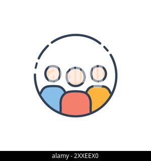 Group of people icon in circle. Simple and modern illustration of a group of three people in a circle, representing teamwork, collaboration, and unity Stock Vector