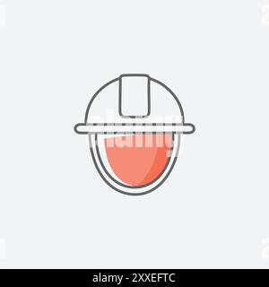 Construction worker safety helmet icon. A simple, flat icon design of a hard hat, ideal for safety and construction themes. Stock Vector