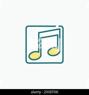 Music note icon in square frame. Simple and stylish music note icon design within a square frame. Perfect for use on websites, apps, and other digital Stock Vector