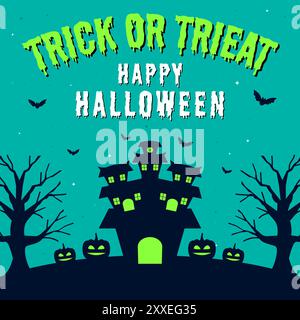 trick or treat happy halloween illustration design Stock Vector