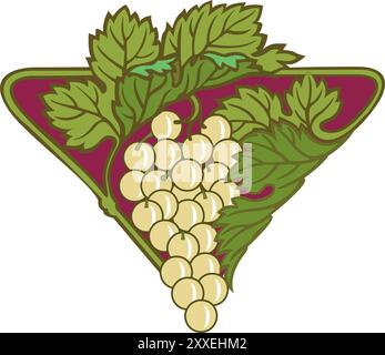 grapes composition with isolated view of hanging clusters of different colorful grapes on blank background vector illustration Stock Vector