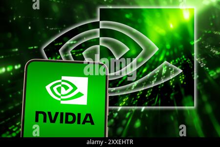 Nvidia Corporation company logo displayed on mobile device Stock Photo