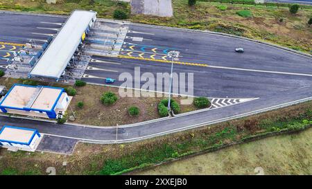 Arial view of Modern transportation with Expressway Road highway Top view. Important infrastructure. Stock Photo