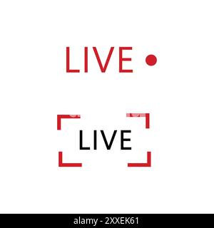 Red live icons. Live broadcast symbols with bold accents and modern design elements. Stock Vector