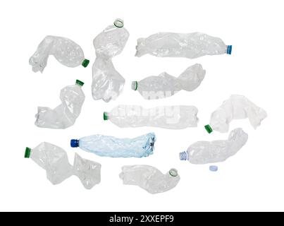 Used plastic bottles on white bacground Stock Photo