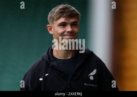 Norwich City's Callum Doyle arrives before the Sky Bet Championship match at Carrow Road, Norwich. Picture date: Saturday August 24, 2024. Stock Photo