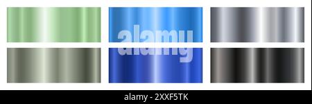 A set of colored metallic gradients on a white background. Banners with a metallic copper gradient texture. Stock Vector