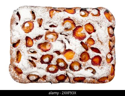 Apple, plum pie on white background. Top view. Pie isolate Stock Photo