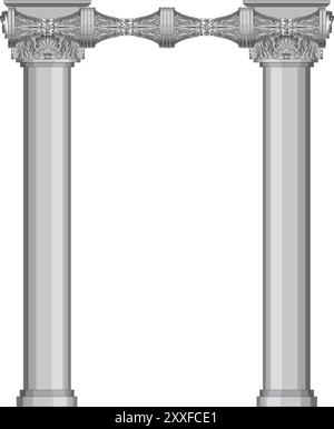 Ancient classic pillars. Greek and roman architecture pillars, historic architectural columns isolated vector illustration set. Antique classic column Stock Vector