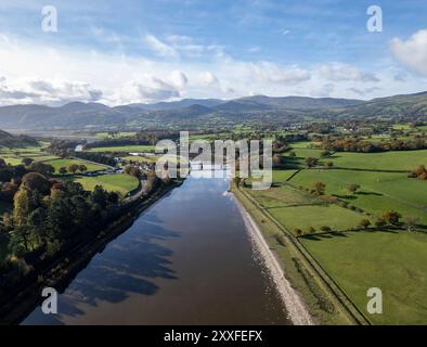 Aerial view of the River Conwy, Conwy Valley, North Wales, Great Britain Stock Photo