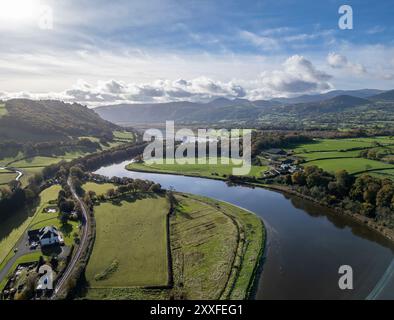 Welsh Rivers From Aerial Aerial view of the River Conwy, Conwy Valley, North Wales, Great ...