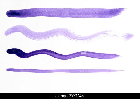 Abstract purple watercolor brush strokes on white background. Texture paper Stock Photo