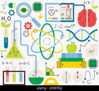 Physics Chemistry Flat Line Stock Vector