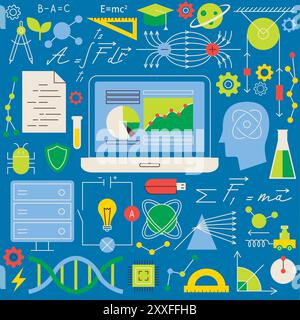 Physics Science Seamless Pattern Stock Vector