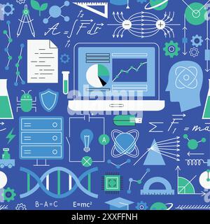 Physics Science Seamless Pattern Stock Vector