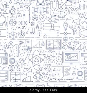 Physics Science Line Seamless Pattern Stock Vector