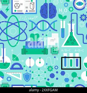 Physics Chemistry Biology Seamless Pattern Stock Vector