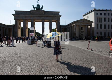 Berlin, Germany. 24st. Aug. 2024, Berlin, Germany,  Independence Day of Ukraine, Demonstration in Berlin, Brandenburger Tor,  Credit: Felix Wolf/ Alamy Live News Credit: Felix Wolf/Alamy Live News Stock Photo