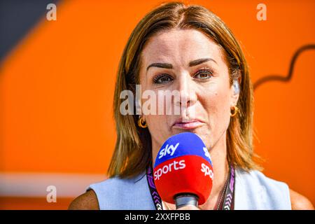 Zandvoort, Netherlands. 24th August 2024; Circuit Zandvoort, Zandvoort, North Holland, Netherlands; Formula 1 Heineken Dutch Grand Prix 2024; Qualifying Day; Sky Sports F1 presenter Natalie Pinkham Credit: Action Plus Sports Images/Alamy Live News Stock Photo