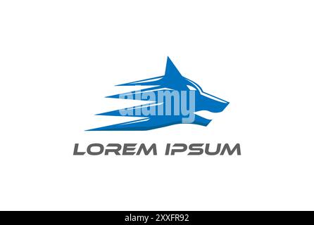 Simple Minimalist Fast Speed Wolf Dog Head Logo Design Vector Stock Vector