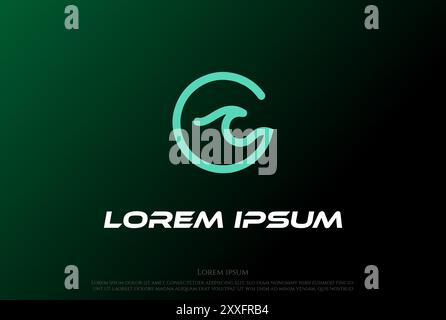 Simple Minimalist Green Water Wave Logo Design Vector Stock Vector