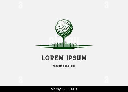 Golf Ball and Tee with Grass for Sport Club Logo Design Vector Stock Vector