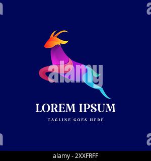 Colorful Gradient Jumping Goat Logo Design Vector Stock Vector