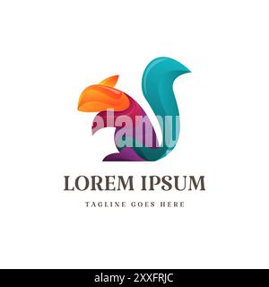 Colorful Squirrel Logo Design Vector Stock Vector