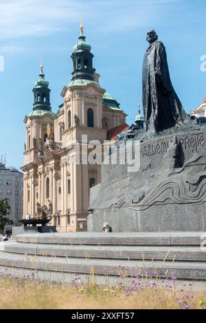 Jan Hus Monument Old Town Square Prague Czech Republic Stock Photo