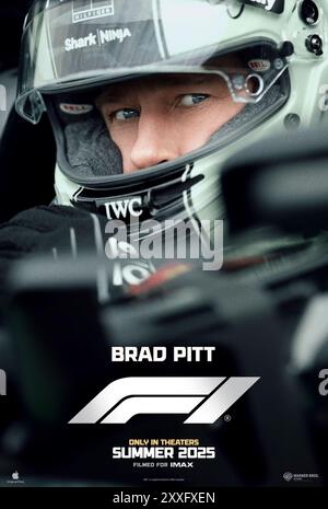 F1 (2025) directed by Joseph Kosinski and starring Brad Pitt, Kerry Condon and Javier Bardem. Follows a Formula One driver who comes out of retirement to mentor and team with a younger driver. US advance poster ***EDITORIAL USE ONLY***. Credit: BFA / Warner Bros Stock Photo